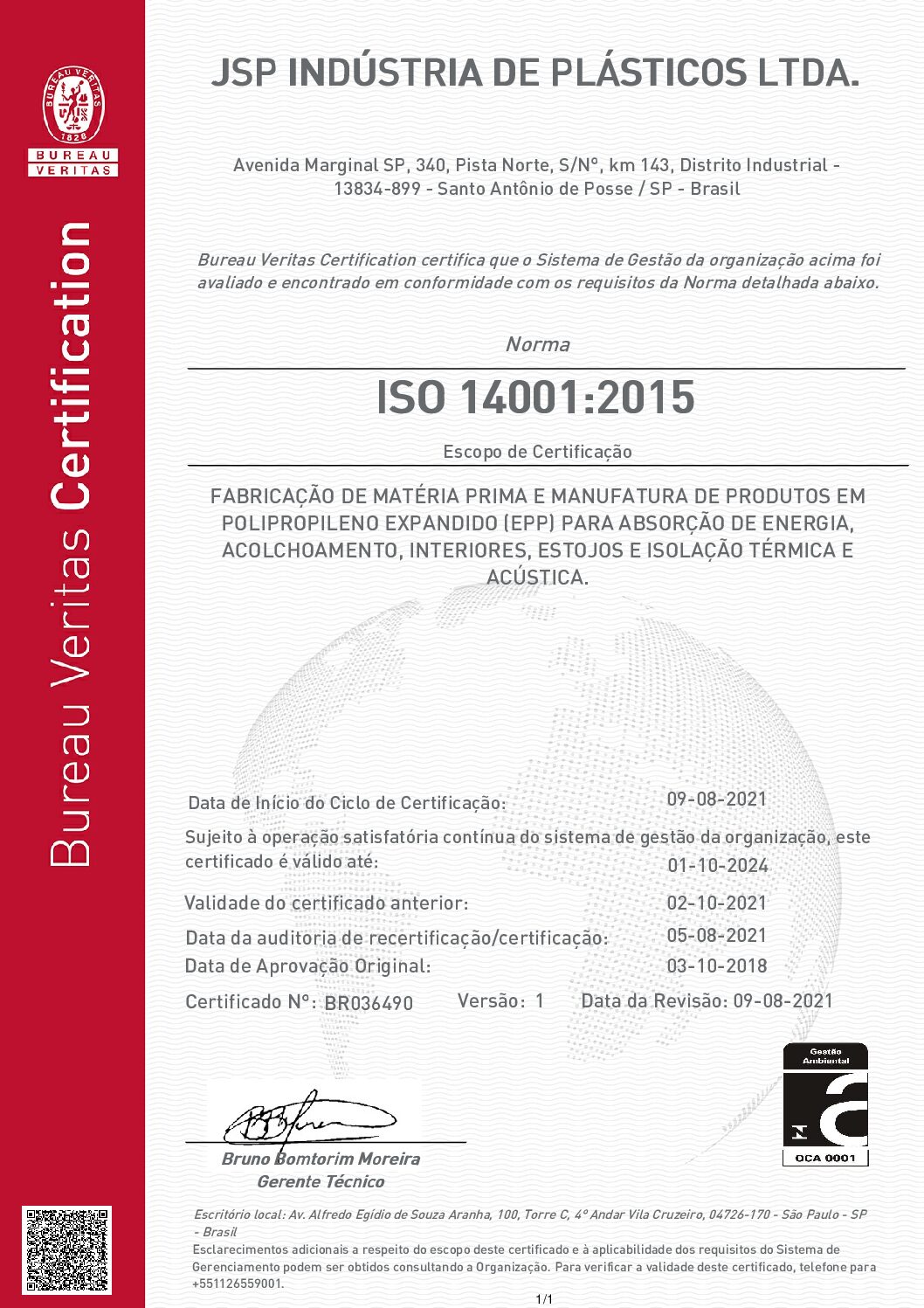 ISO 14001 - JSP Brasil - BR036490 PT